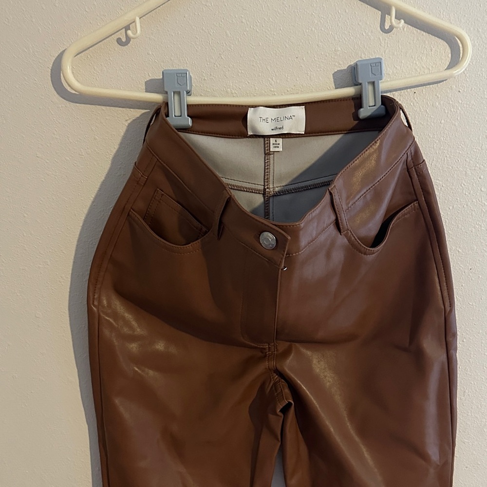 Wilfred tan faux leather-trim pants The Melina